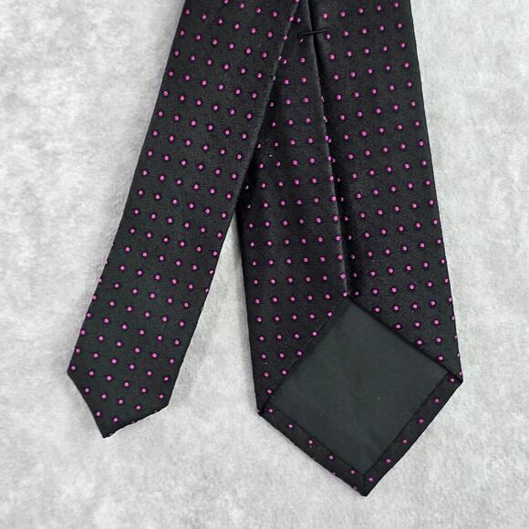 Van Heusen Studio Black Purple Polka Dot Geometric Executive Silk Neck Tie Men's - Picture 6 of 6